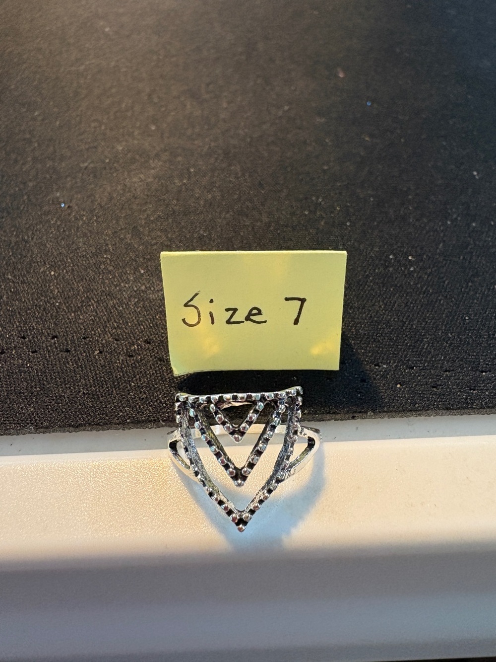 Silver Tone Triangular Layered Ring - Size 7